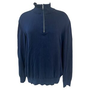 Brooks Brothers men’s large Supima Cotton quarter zip pullover navy dark blue‎